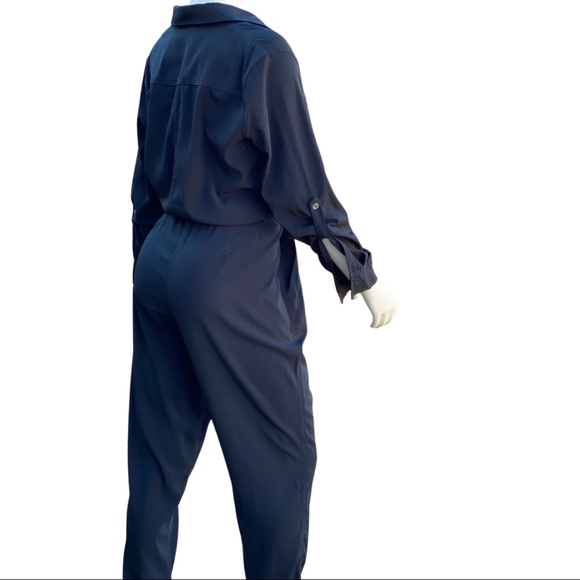 Gabrielle Union x New York & Company black zip-up jumpsuit with waistline tie - Picture 2 of 4